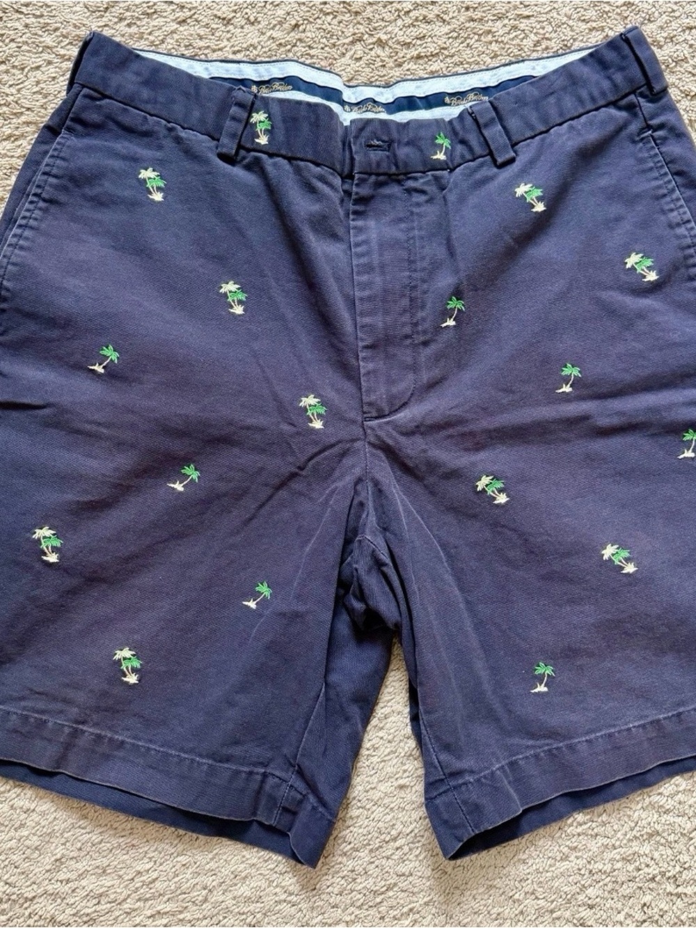 Brooks Brothers Shorts Mens 34 Regular Blue Palm Trees Boating Preppy